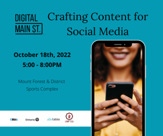 Crafting Content for Social Media, October 18th, 2022, 5 to 8 p.m.